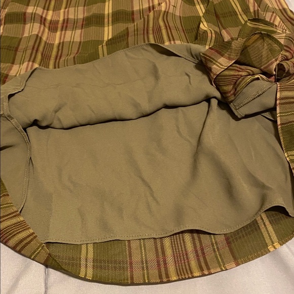 Lauren Ralph Lauren Plaid Ruffle-Trim Georgette Skirt Green Farm Olive 10 NWT - Picture 2 of 8